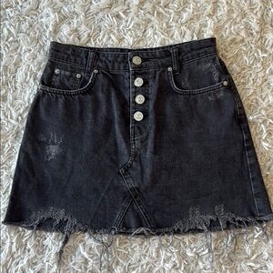 BDG Black Distressed Denim Mini Skirt